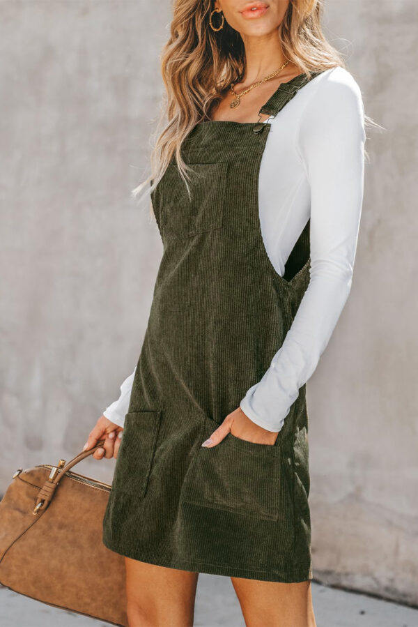 Corduroy Pocketed Overall Dress - Image 5