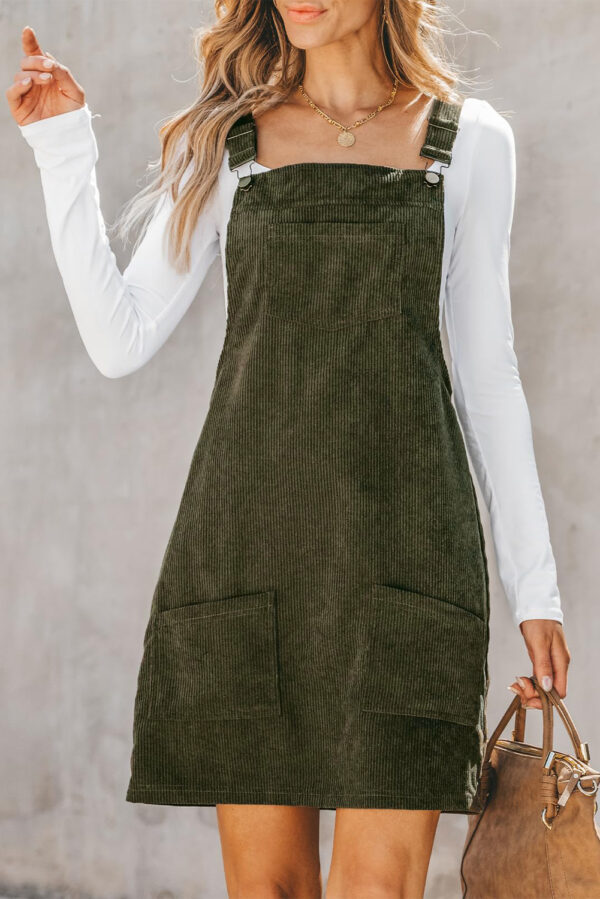 Corduroy Pocketed Overall Dress