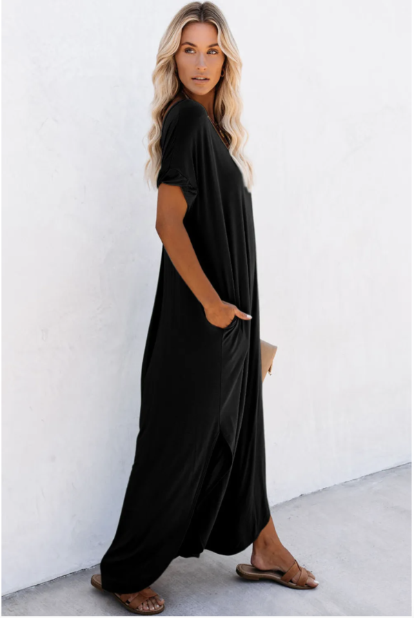 Serenity V-Neck Maxi T-Shirt Dress with Hidden Pockets - Image 11