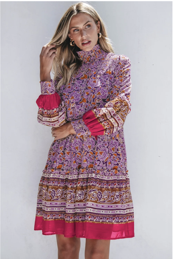 Lavender Bloom Puff Sleeve Mini Dress - Image 4