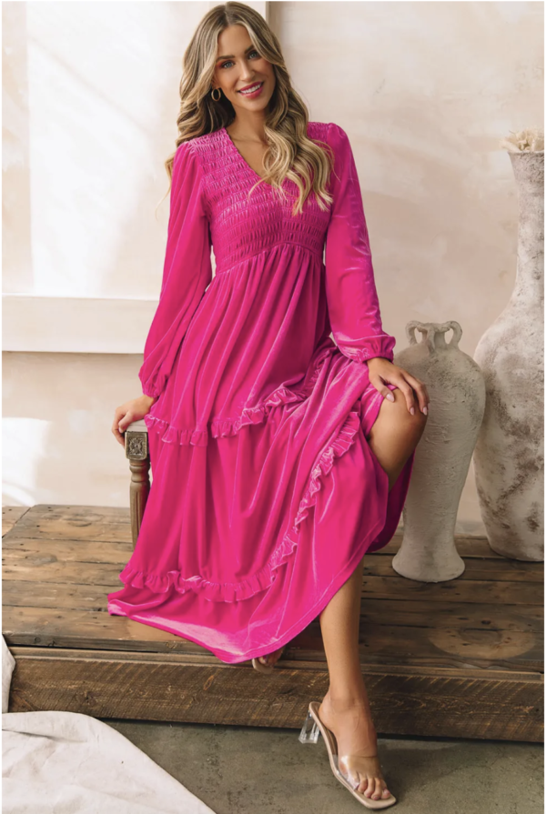 Roseblossom Velvet Dress - Image 5